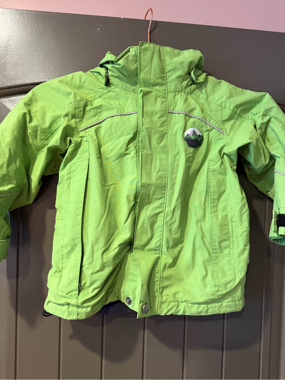 Meru Kids Outdoor Jacket Size 98/104 Green Lime Hooded Hiking Shell
